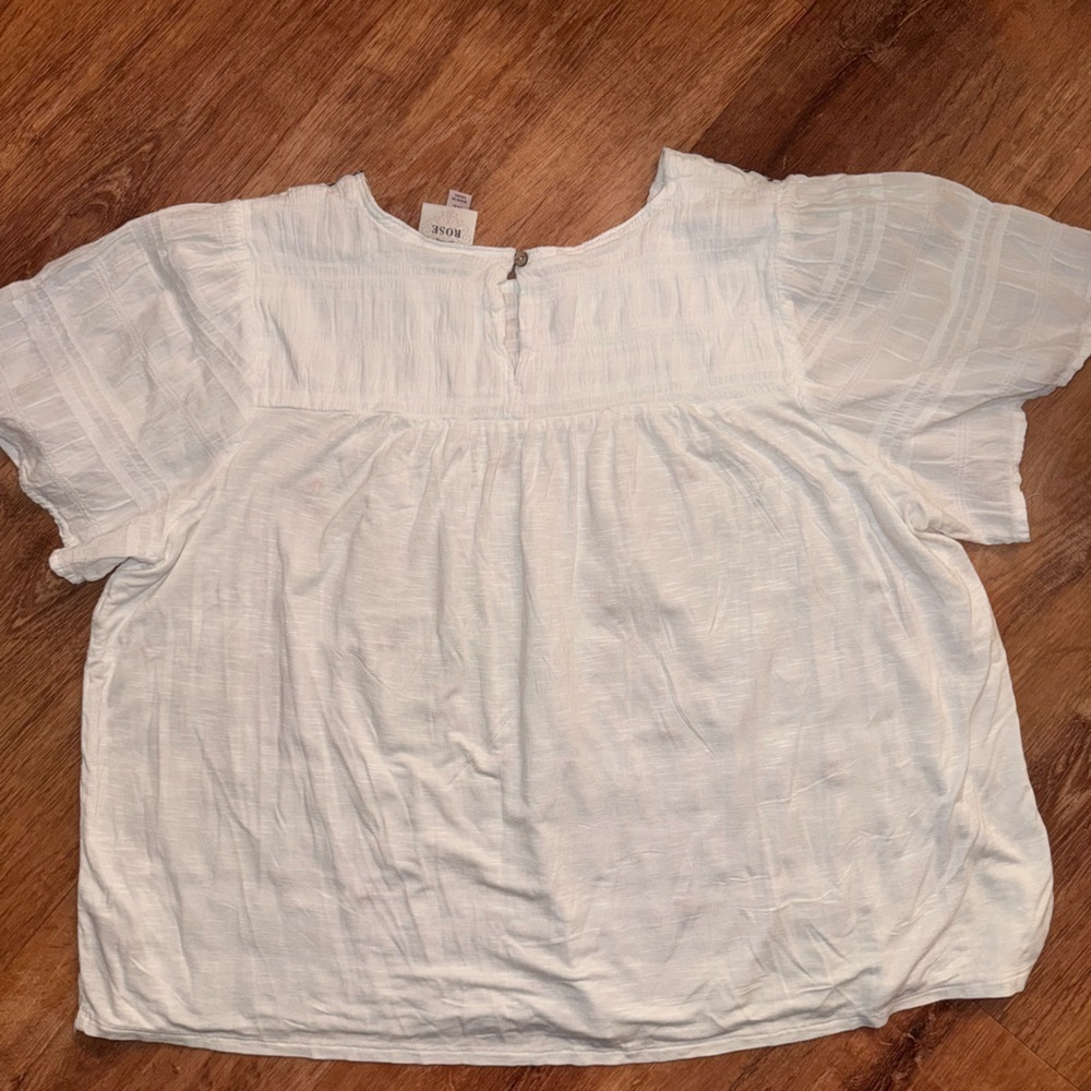 Knox Rose White Peasant Blouse with Multicolor Floral Embroidery - Picture 5 of 5